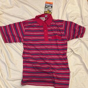 NWT Vintage Spalding Men’s Striped Golf Polo Shirt Cotton Polyester size Medium